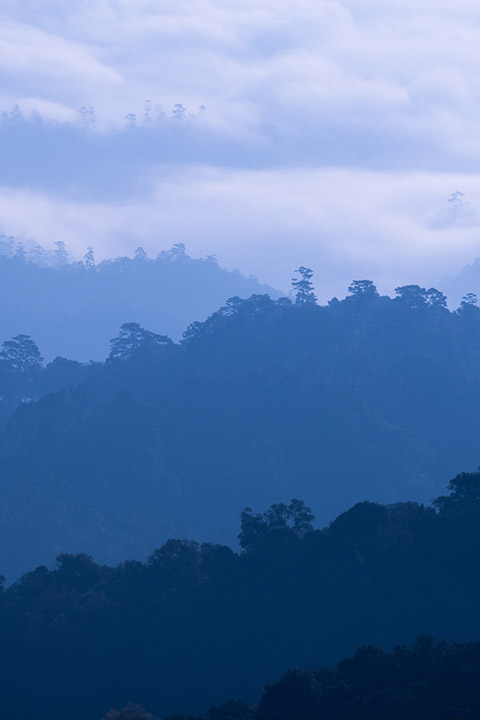 aerial perspective of blue mountains